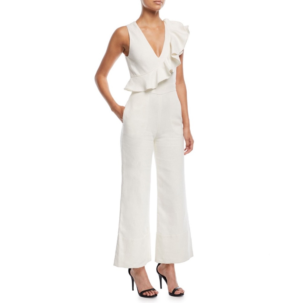 Alexis Sachi Sleeveless Flared-Leg Linen Jumpsuit